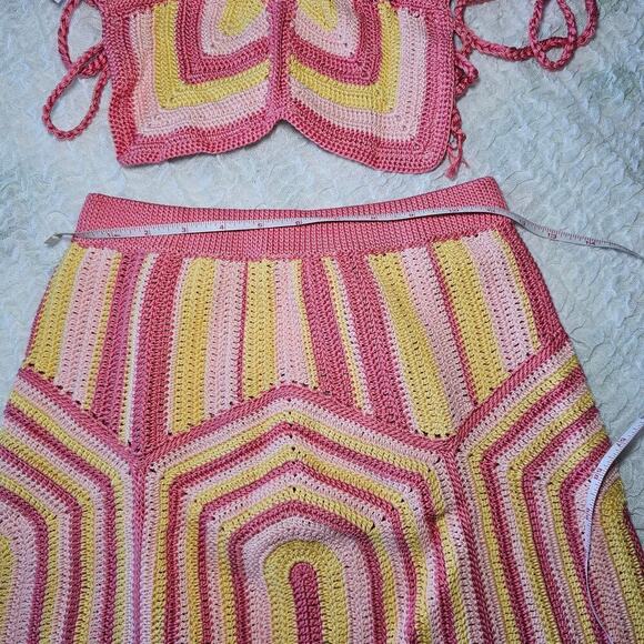 Anthropologie Capittana Hannah Knitted Skirt Set Medium / Large Pink - Picture 4 of 9